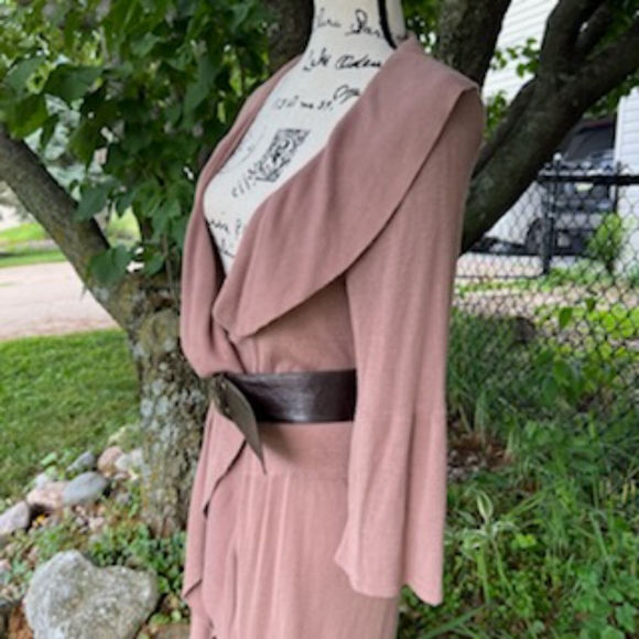 KENAR BOHO COASTAL GRANNY RUFFLED SWEATER WRAP MEDIUM MOCHA - Picture 13 of 17